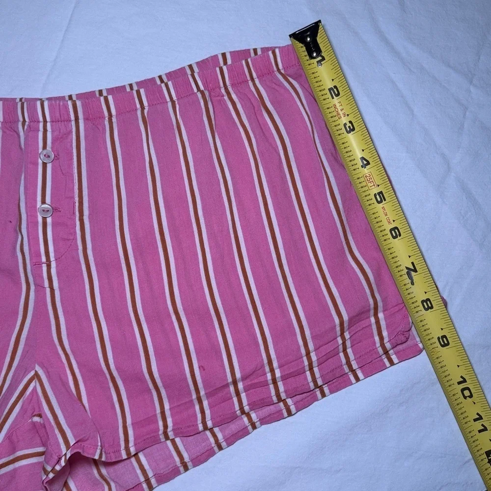 Aerie Pink White & Gold Striped Pajama Boxer Shorts Size XS NWOT